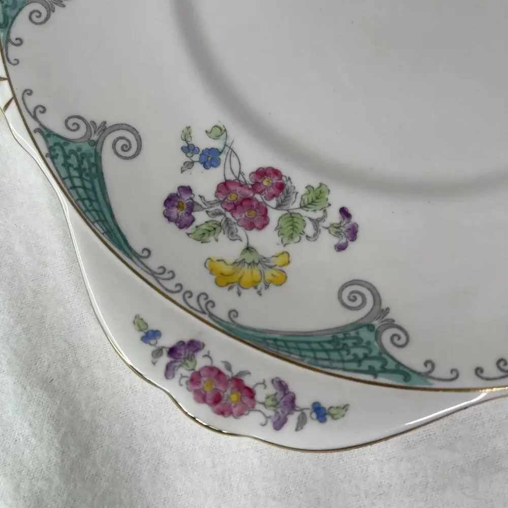 VTG Royal Grafton England Square Scalloped 9” Floral Bone China Side Plate